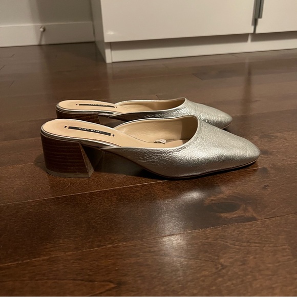 Zara Genuine Leather Silver Mules - Picture 5 of 7